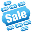 Vektor: Sale 9 Price Tags Sticker Blue Sale 9 Price Tags Sticker Blue