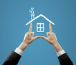 Foto: hands holding drawing roof hands holding drawing roof