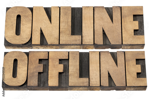 Photo: online and offline words online and offline words