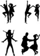 Vector: retro dancing the night away in silhouette retro dancing the night away in silhouette