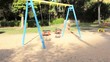 Double swing set for great outdoor play is empty