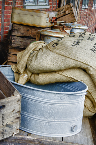 Photo: Vintage - Sieve and grain bags - HDR Vintage - Sieve and grain bags - HDR