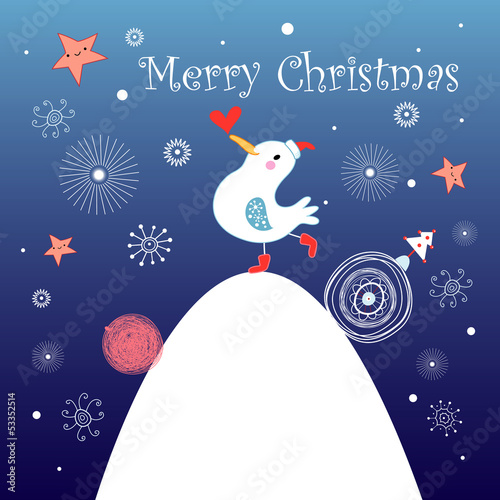 Vector: Christmas greeting card with bird Christmas greeting card with bird