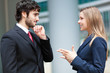 Business partners discussing outdoor