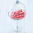 Colourful striped red and white candy