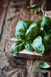 Photo: Fresh basil on a wooden chopping board Fresh basil on a wooden chopping board