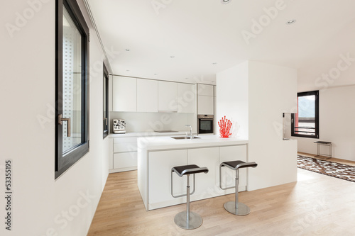 Photo: interior new house, modern white kitchen interior new house, modern white kitchen