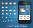 Set of weather icons for web and mobile, vector