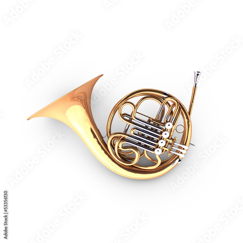 Illustration: 3D french horn cor instrument 3D french horn cor instrument