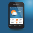 Weather icons on mobile phone, vector