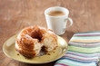 Croissant and doughnut mixture on a dish