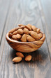 Foto: Almonds in a wooden bowl Almonds in a wooden bowl