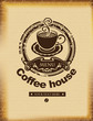 Vetor: banner for a coffee house on a background of ancient papyrus banner for a coffee house on a background of ancient papyrus