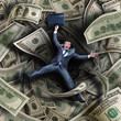 Businessman falling into financial tunnel