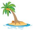 coconut tree on small empty island