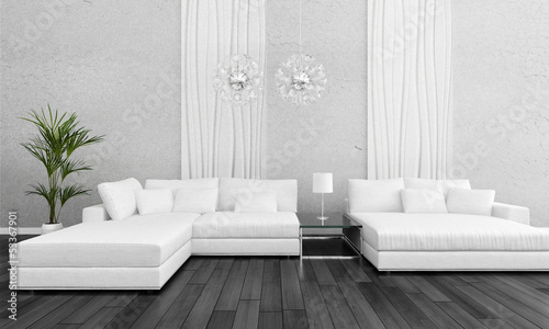 Illustration: Modern white design couch with flower Modern white design couch with flower