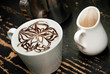 coffe espresso compano cup on the black background