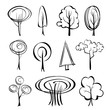 Vector: abstract trees sketch set abstract trees sketch set
