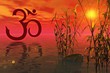 Mantra Om und Sonnenuntergang