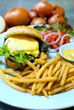 Cheeseburger and french fries