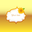 Sunflower oil label with a frame on golden background, vector