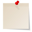 Vektor: Stick Note Beige Pin Red Stick Note Beige Pin Red