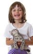 little girl with a kitten