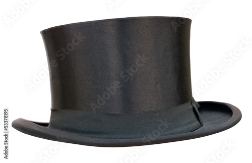 Photo: Retro top hat on white. Clipping path included. Retro top hat on white. Clipping path included.