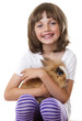 Foto: little girl with her baby rabbit little girl with her baby rabbit