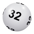 Loto, boule blanche numéro 32