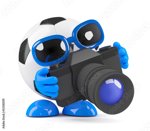 Illustration: 3d Football takes a picture 3d Football takes a picture