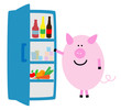 Schwein am Kühlschrank