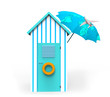 Cabaña de playa con sombrilla mapa