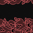 Lace fabric seamless border with abstract flowers.