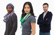 Serious stylish young people in a row
