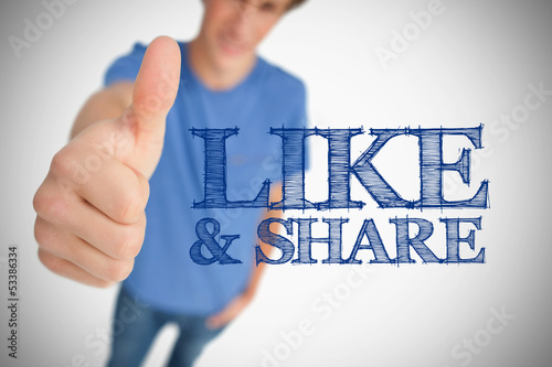Photo: Boy giving thumb up for like and share Boy giving thumb up for like and share