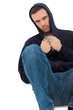 Attractive man looking sad
