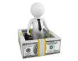 Illustration: Insurance concept. 3d person with dollars barrier Insurance concept. 3d person with dollars barrier