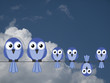 Large comical bird family