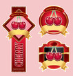uxury cherry labels with golden ribbon
