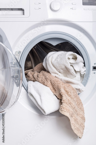 Photo: Laundry in the washing machine Laundry in the washing machine