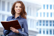 Young happy women or student on the property business background