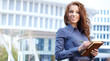 Young happy women or student on the property business background