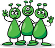aliens or martians cartoon illustration