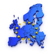 Illustration: three-dimensional map of Europe. three-dimensional map of Europe.
