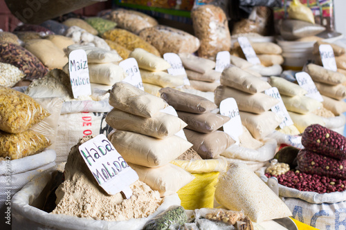 Photo: Traditional food market in Peru. Traditional food market in Peru.