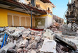 Construction site demolition rubble pile