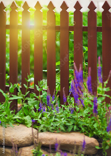 Photo: Wooden fence over the courtyard Wooden fence over the courtyard