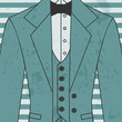 Men's suit with bow-tie illustration