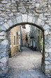 Narrow street of old town in Budva, Montenegro.